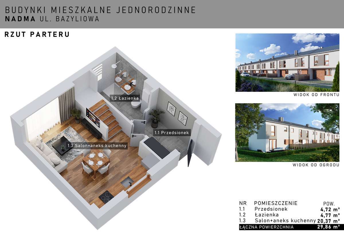 Segment 64,53 m2 ogródek i 2 m. postojowe ul. Bazyliowa, Nadma,-2