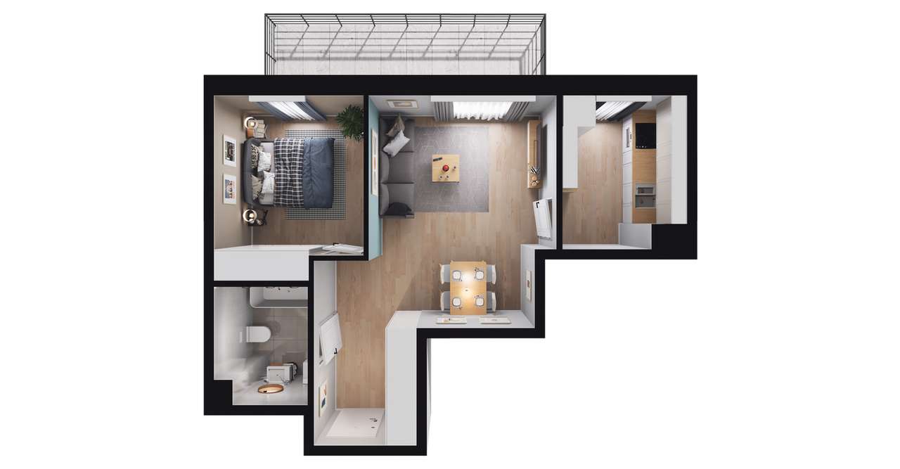 2-pokojowe mieszkanie 42m2 + balkon Bez Prowizji - Pełny obrazek: 3/9