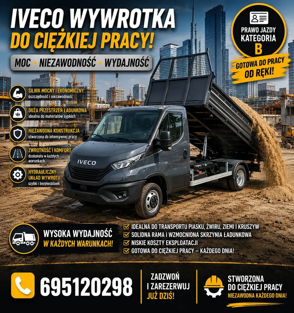 Iveco Daily Najmocniejsza wywrotka 5 tonowa na kategorię B od ręki