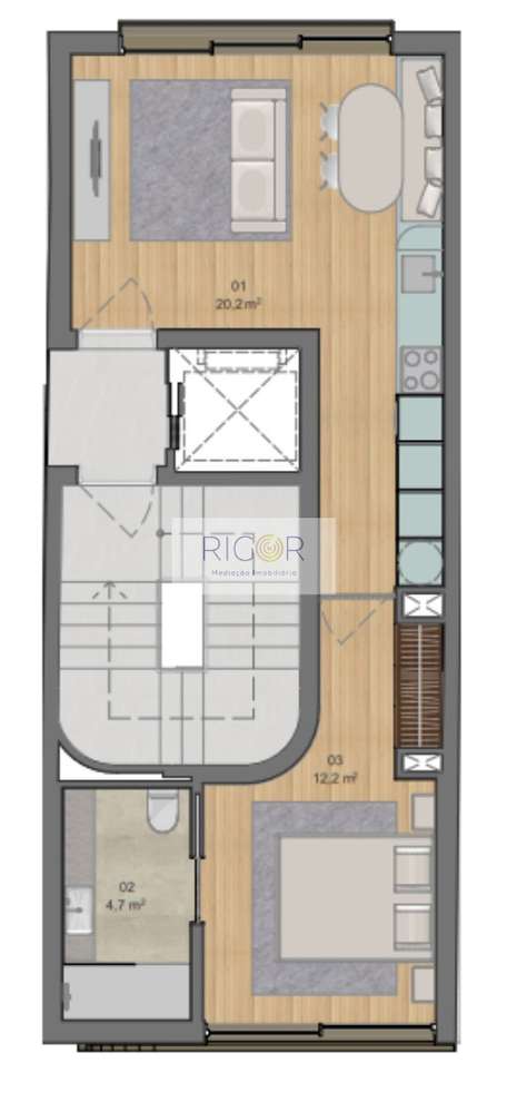 Apartamento T1 novo em Matosinhos sul a 600mts da praia e 50mts do Met - Grande imagem: 5/6