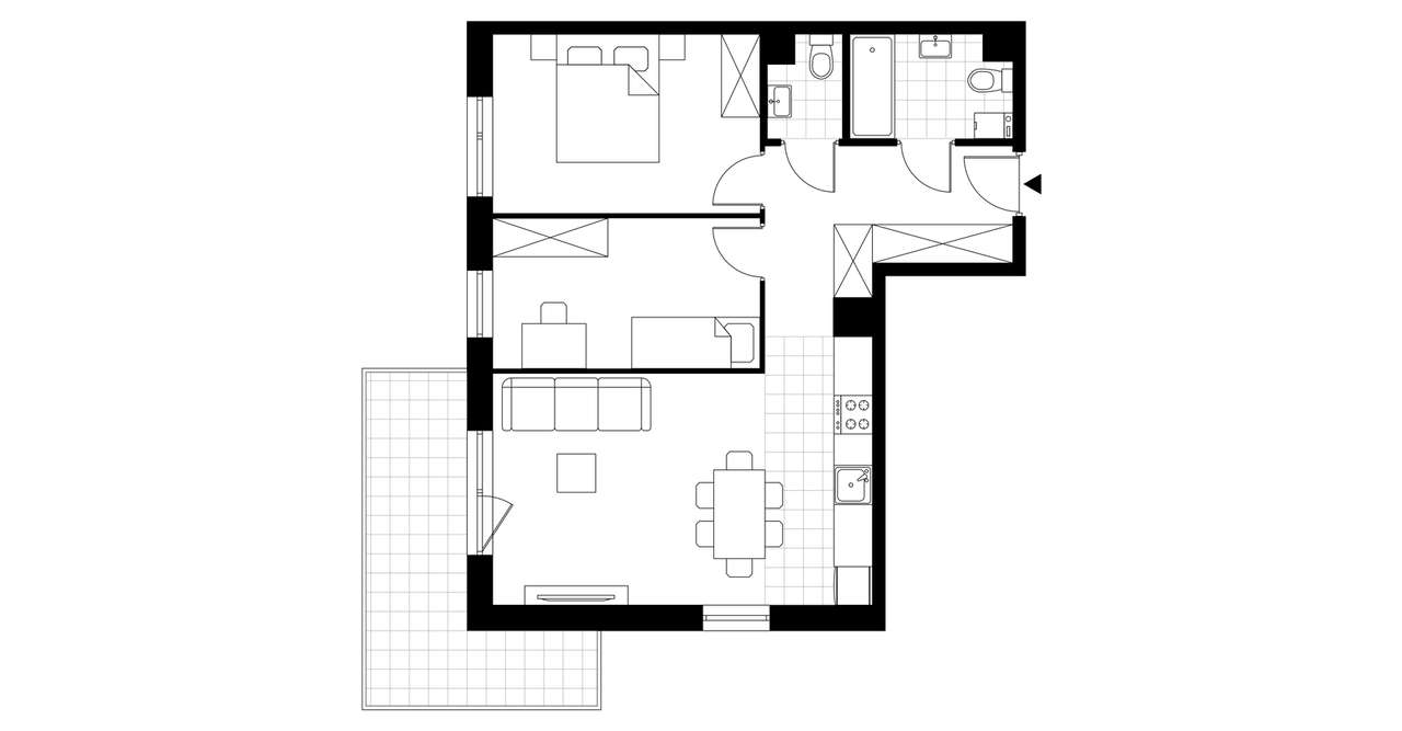 3-pokojowe mieszkanie 60m2 + balkon Bezpośrednio - Pełny obrazek: 2/7