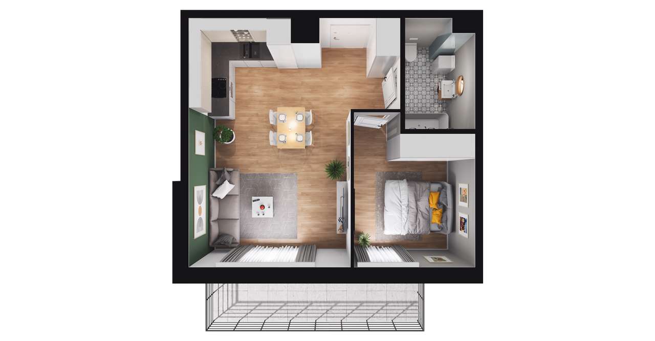 2-pokojowe mieszkanie 41m2 + balkon Bez Prowizji - Pełny obrazek: 2/8