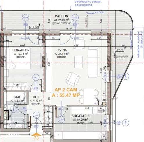 Apartament spatios 55mp, FINISAT NOU, bloc nou, terasa, zona Eroilor - Imagine principală: 1/1