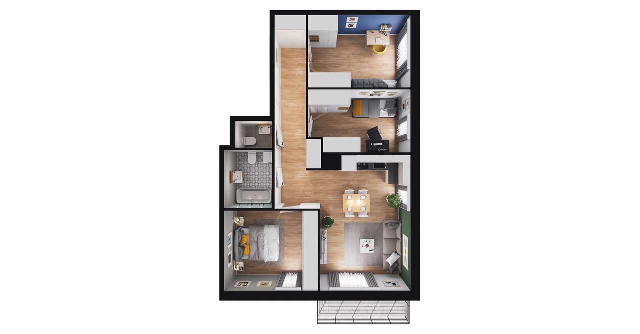 4-pokojowe mieszkanie 68m2 + balkon Bezpośrednio - Pełny obrazek: 2/6