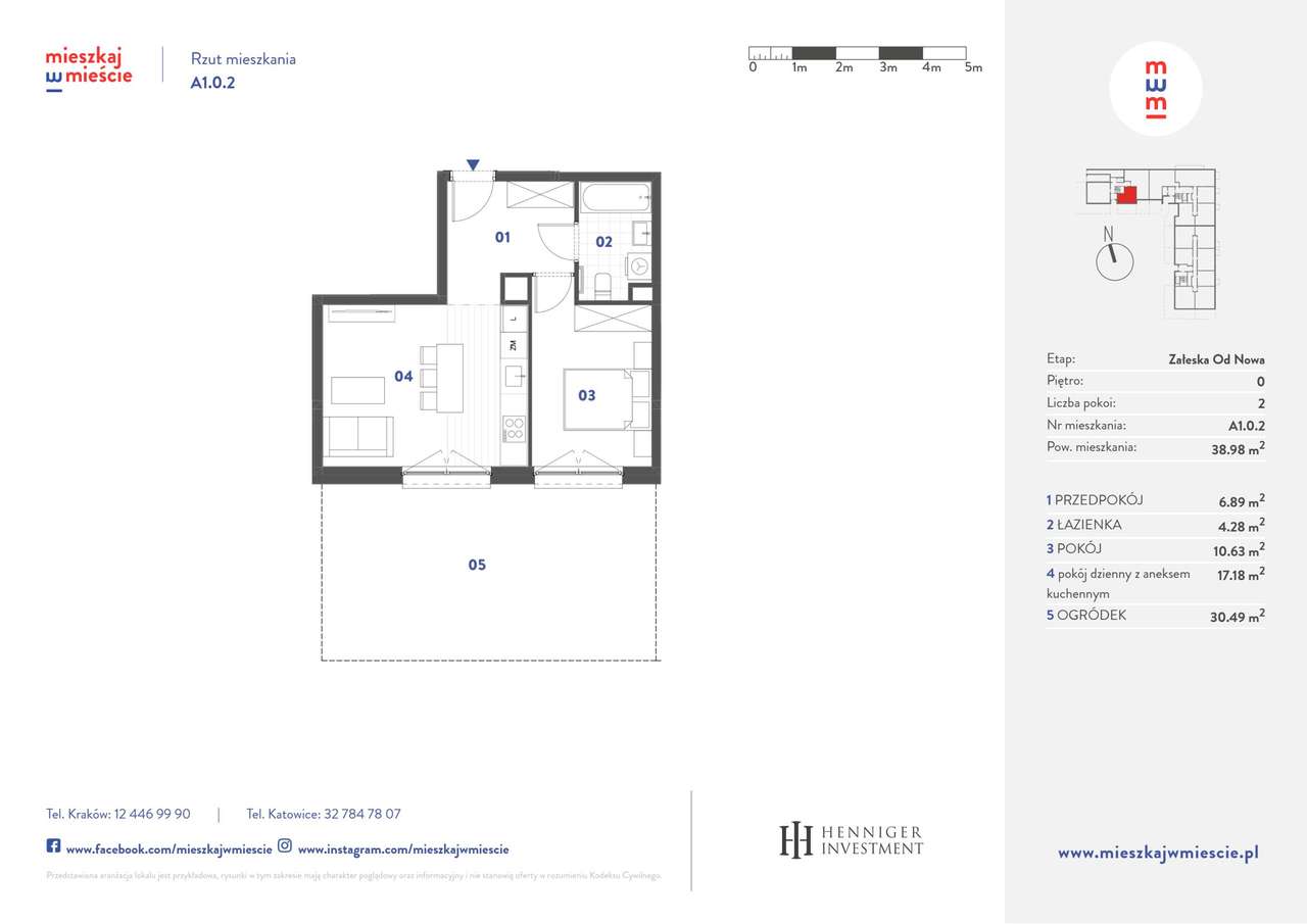 2-pokojowe mieszkanie 38m2 + ogródek Bezpośrednio - Pełny obrazek: 1/6