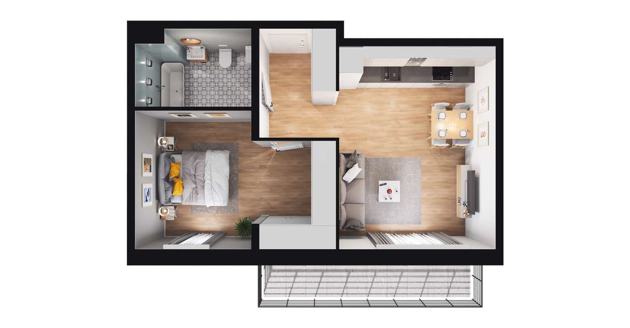 2-pokojowe mieszkanie 44m2 + balkon Bezpośrednio - Pełny obrazek: 2/8
