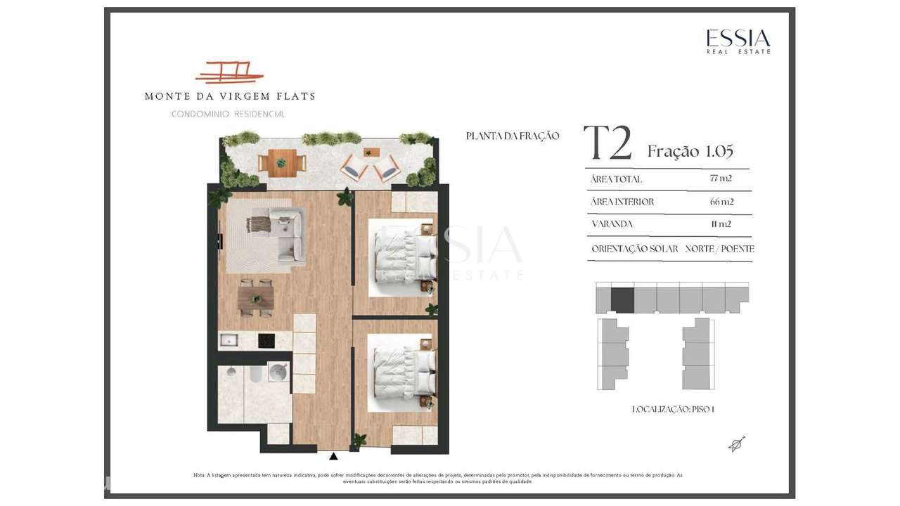 Apartamento T2 com Varanda no Monte da Virgem Flats-16
