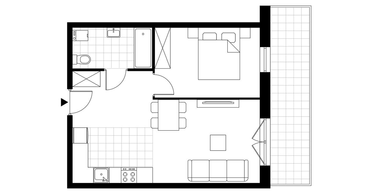 2-pokojowe mieszkanie 40m2 + balkon Bezpośrednio - Pełny obrazek: 4/9