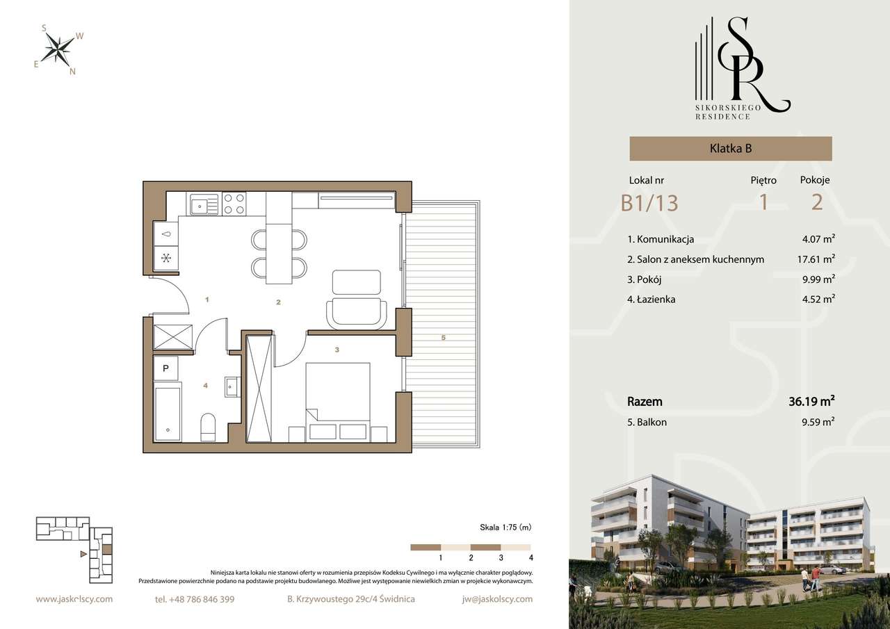 2-pokojowe mieszkanie 36m2 + balkon Bez Prowizji - Pełny obrazek: 2/7