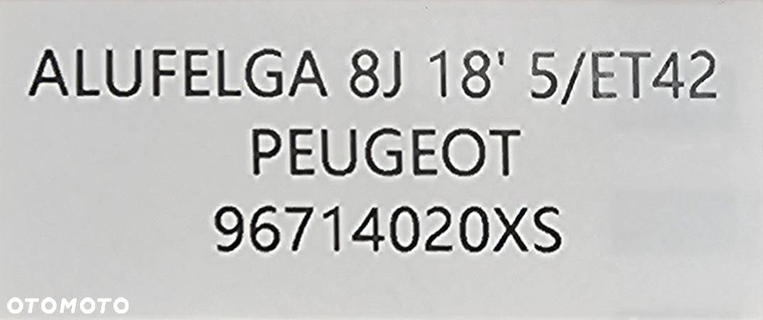 NOWA ORYGINALNA ALU FELGA 18" ALUMINIOWA PEUGEOT 508 - 96714020XS - 7