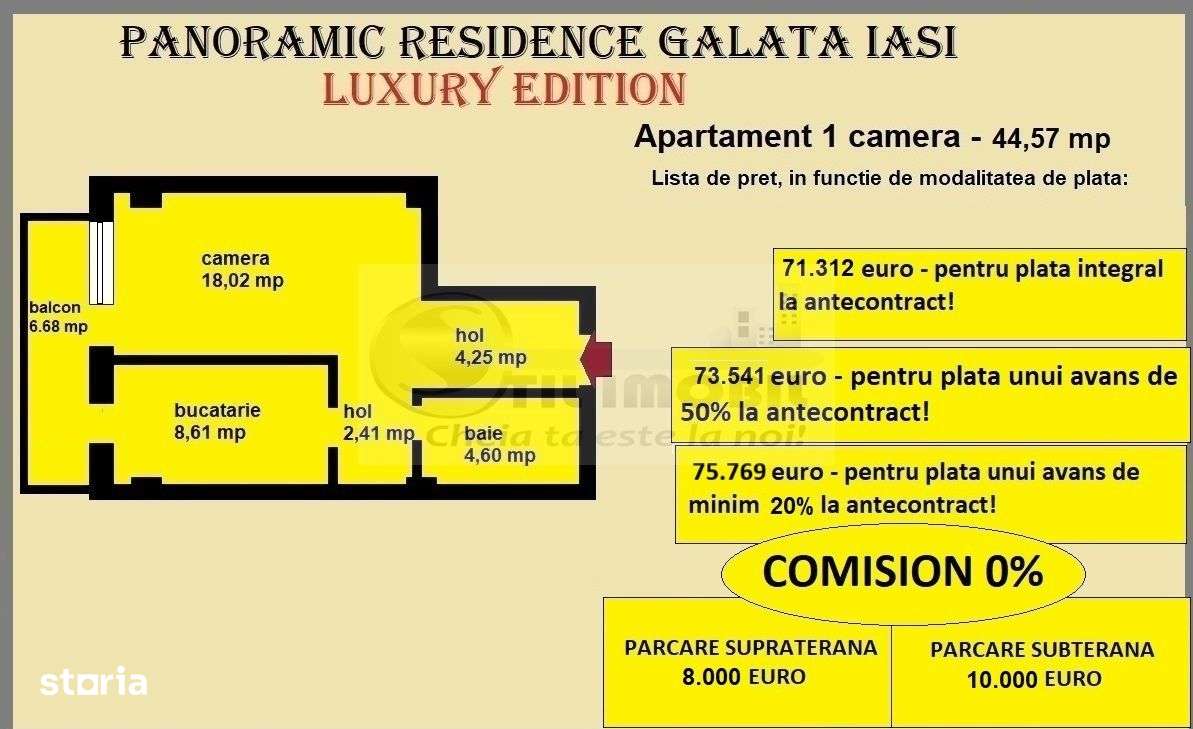 Apartament decomandat de vanzare in Iasi, Galata, 44,57 mp, bloc nou - Imagine principală: 2/19