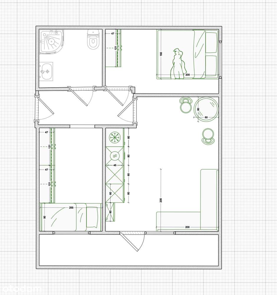 Świetny układ! 2/3 pokojowe do generalnego remontu- parking zamknięty-1