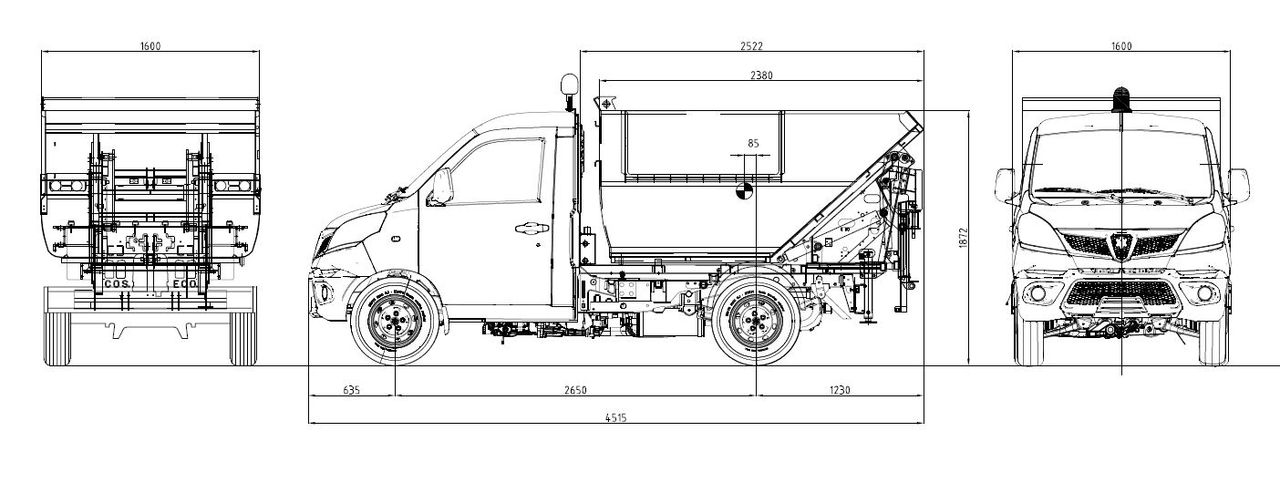 Piaggio Porter Np6 Śmieciarka 4m3 GAZ Ziemny , kosze od 120 l do 1100 l ładowność 650 kg