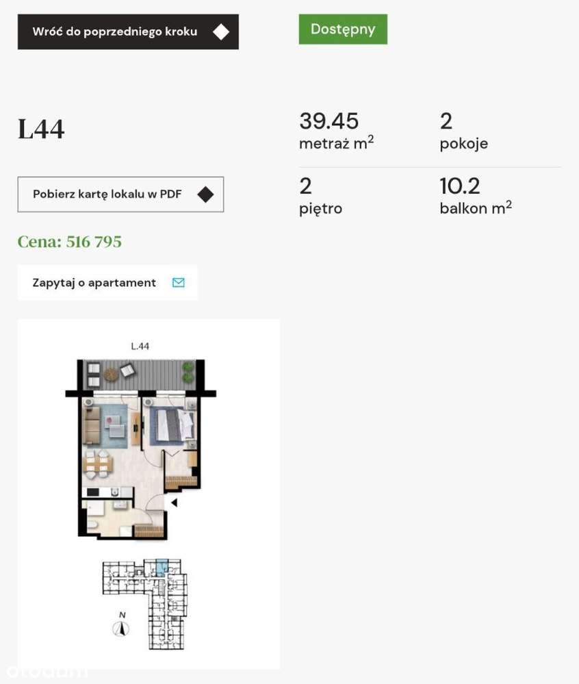 Dwupokojowy apartament Sunset Resort | Budynek 303 | L44 - Pełny obrazek: 2/4