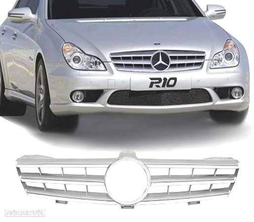 GRELHA FRONTAL SPORT AMG PARA MERCEDES CLS W219 04-10 CROMADA PRATA - 1