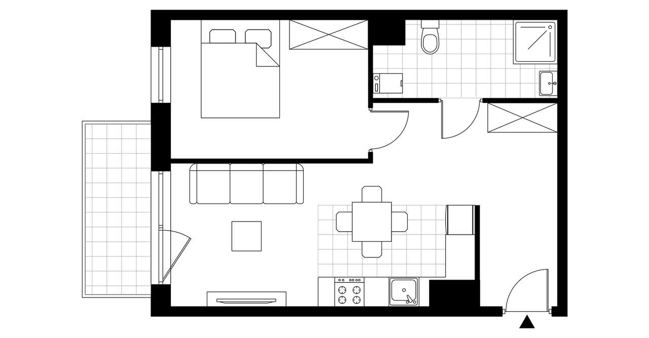 2-pokojowe mieszkanie 43m2 + balkon Bezpośrednio - Pełny obrazek: 3/8