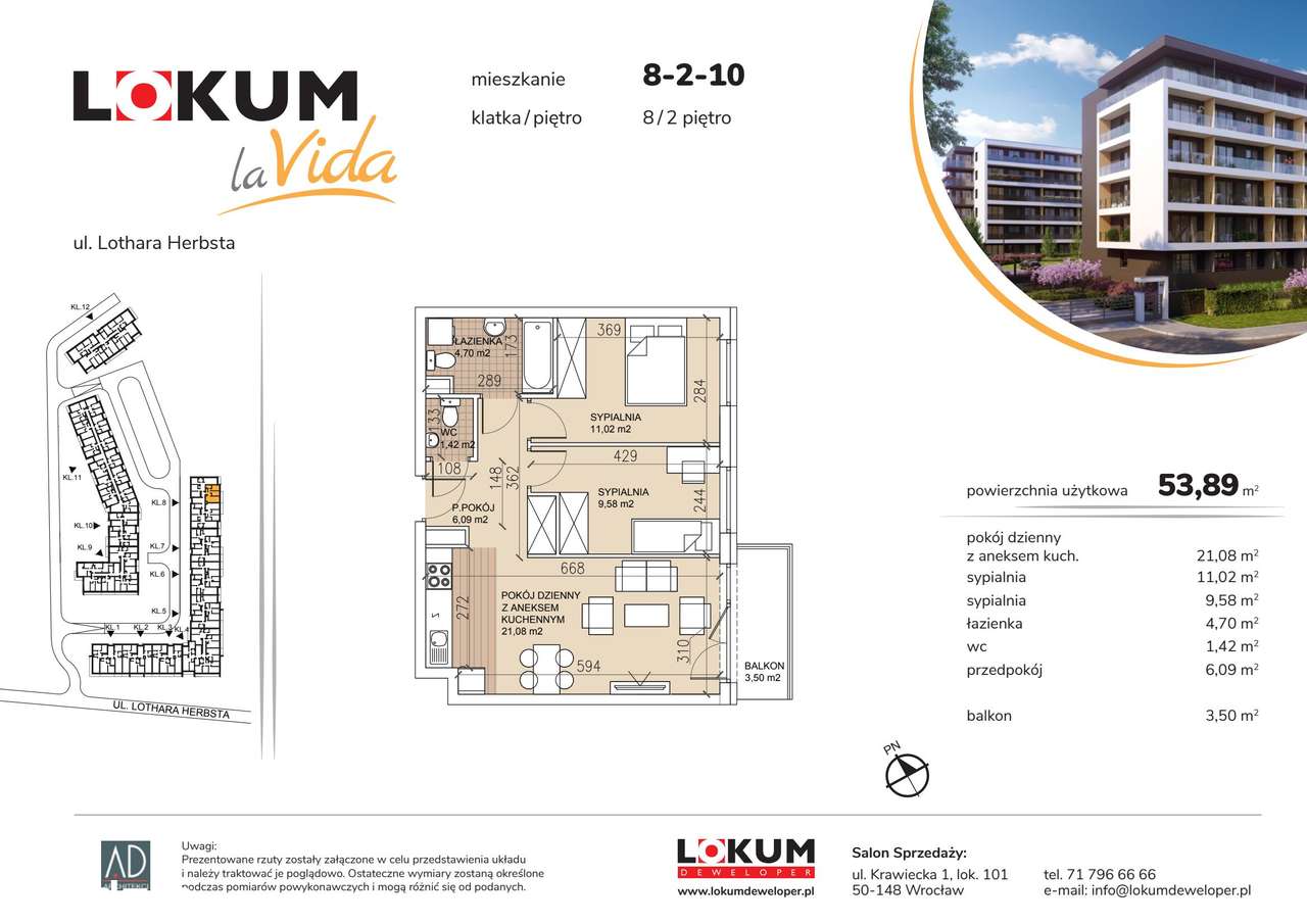 3-pokojowe mieszkanie 53 m² + balkon Bezpośrednio – pohled 2