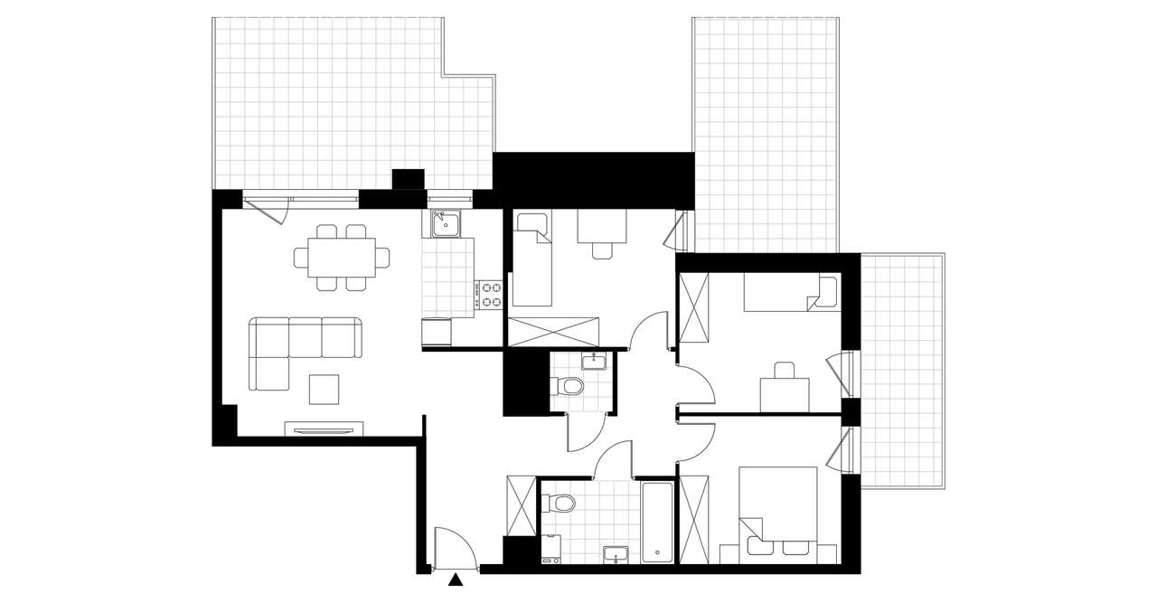4-pokojowe mieszkanie 74m2 + 2 tarasy Bezpośrednio - Pełny obrazek: 3/6