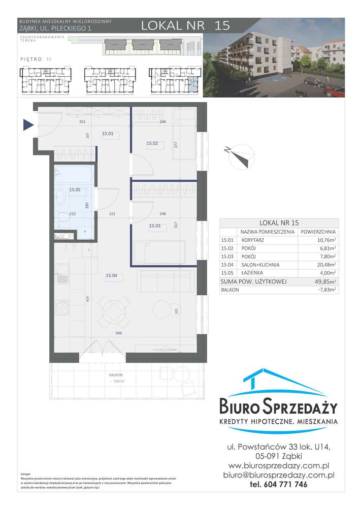 OSTATNIE KOMPAKTOWE 3 POKOJE Z DUŻYM BALKONEM - Pełny obrazek: 2/10