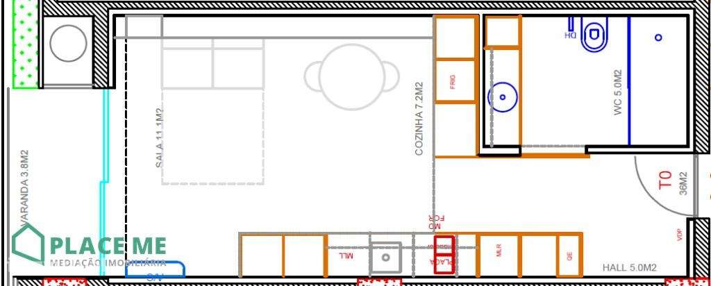 Apartamento T0 NOVO em condomínio fechado junto ao Parque da Rodovia-22