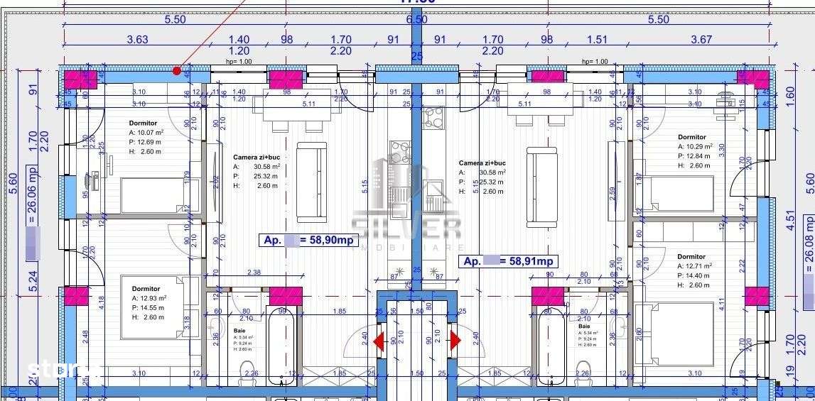 Apartament cu 3 camere/59 mp/Terasa 26mp/imobil NZEB. - Imagine principală: 2/15