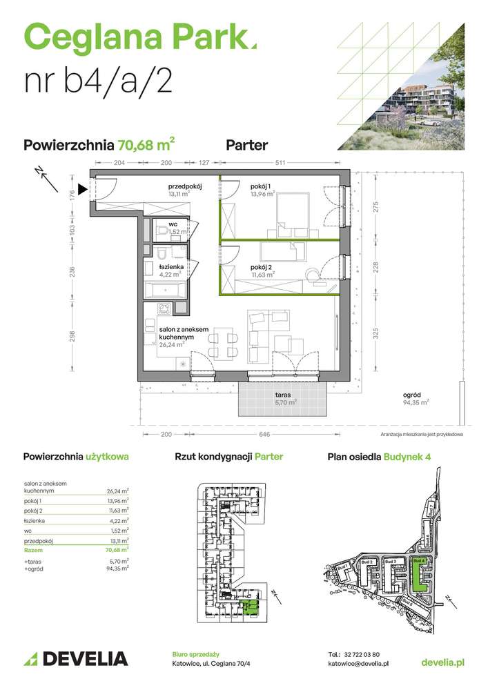 3-pokojowe mieszkanie 70m2 + ogródek - Pełny obrazek: 2/9