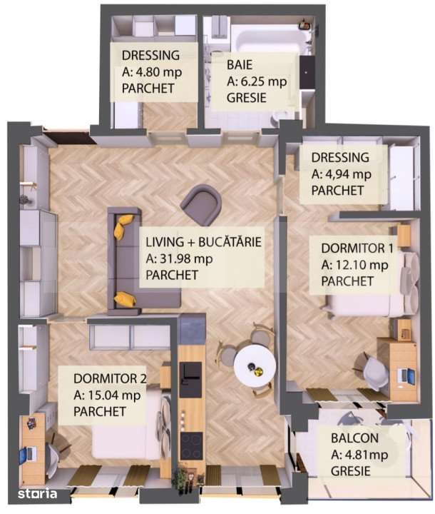 Apartament, 3 camere, 72mp, zona Radauti - Imagine principală: 4/6