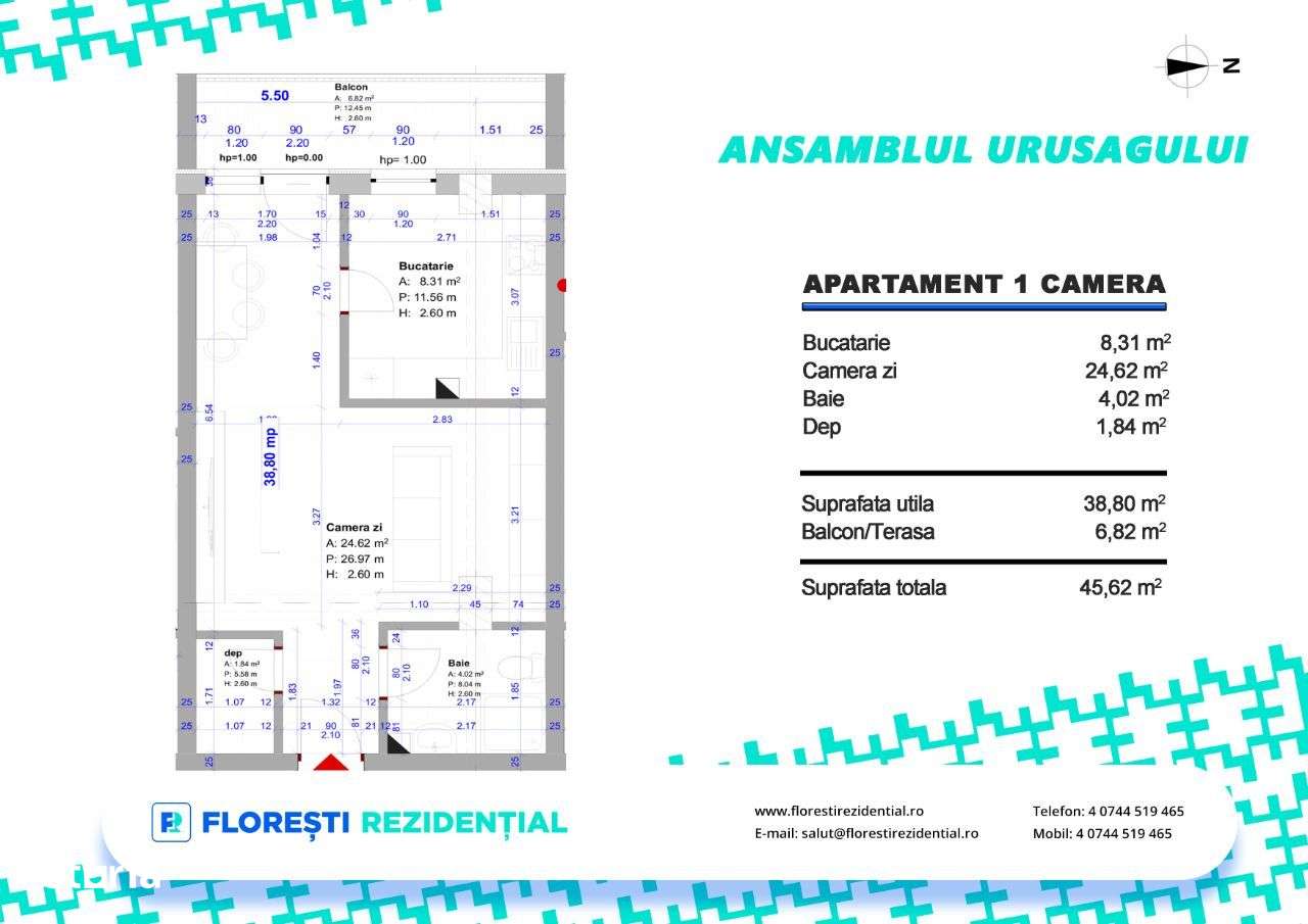 Comision 0%! Apartamente cu 1 camera, 40 mp, bloc nou, Urusagului-4