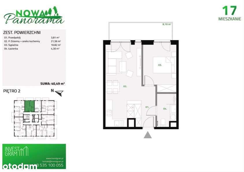 Nowoczesne 2 pokoje 40 mkw - Pełny obrazek: 1/10