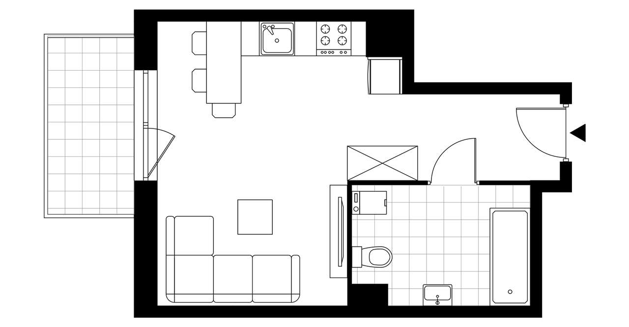 1-pokojowy apartament inwestycyjny 28m2 + balkon - Pełny obrazek: 3/8