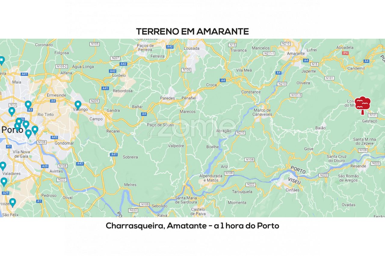 Terreno Rústico com 4.450 m2 em Charrasqueira, Amarante - 1h do Porto