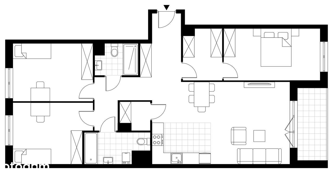 4-pokojowe mieszkanie 100m2 + loggia Bez Prowizji - Pełny obrazek: 2/7