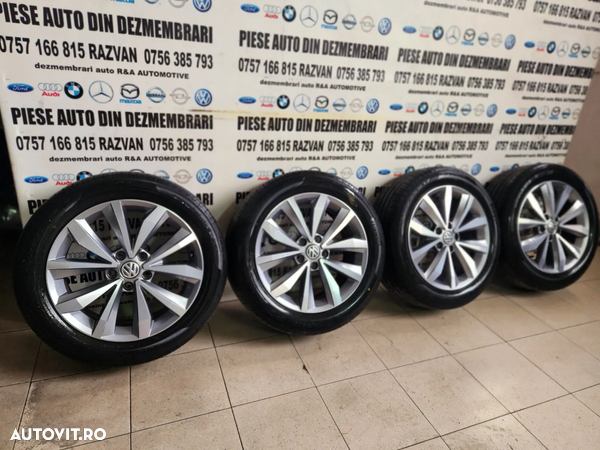 Set Jante Aluminiu R17 Vw T Roc T Cross Caddy Jetta Golf Tiguan Touran Scirocco Etc Cu Anvelope Vara Pirelli Dot 1318 - Dezmembrari Arad - 3