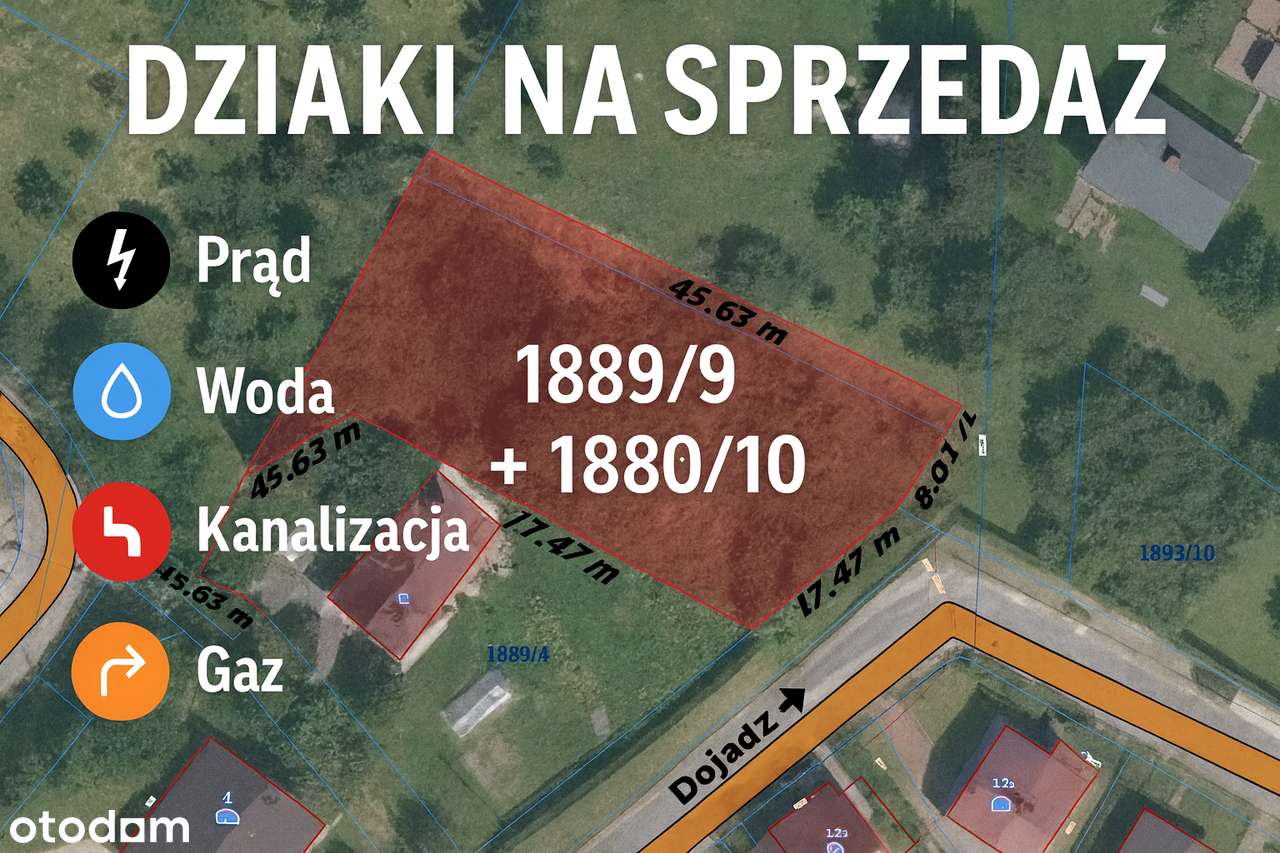 Atrakcyjna działka budowlana – Gorlice, ul. Mieszka I – 1204 m²