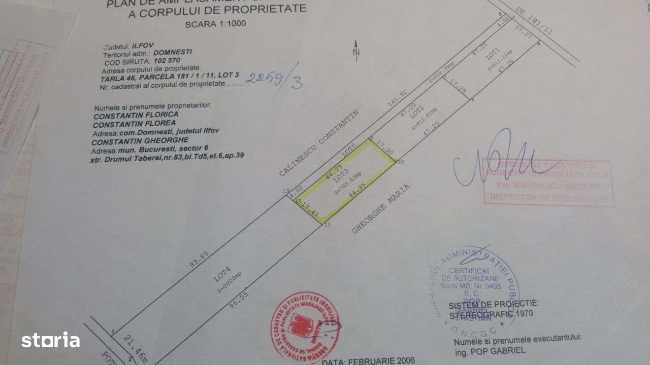 Domnesti Int Calugareni 785m teren + drum separat - Imagine principală: 3/3