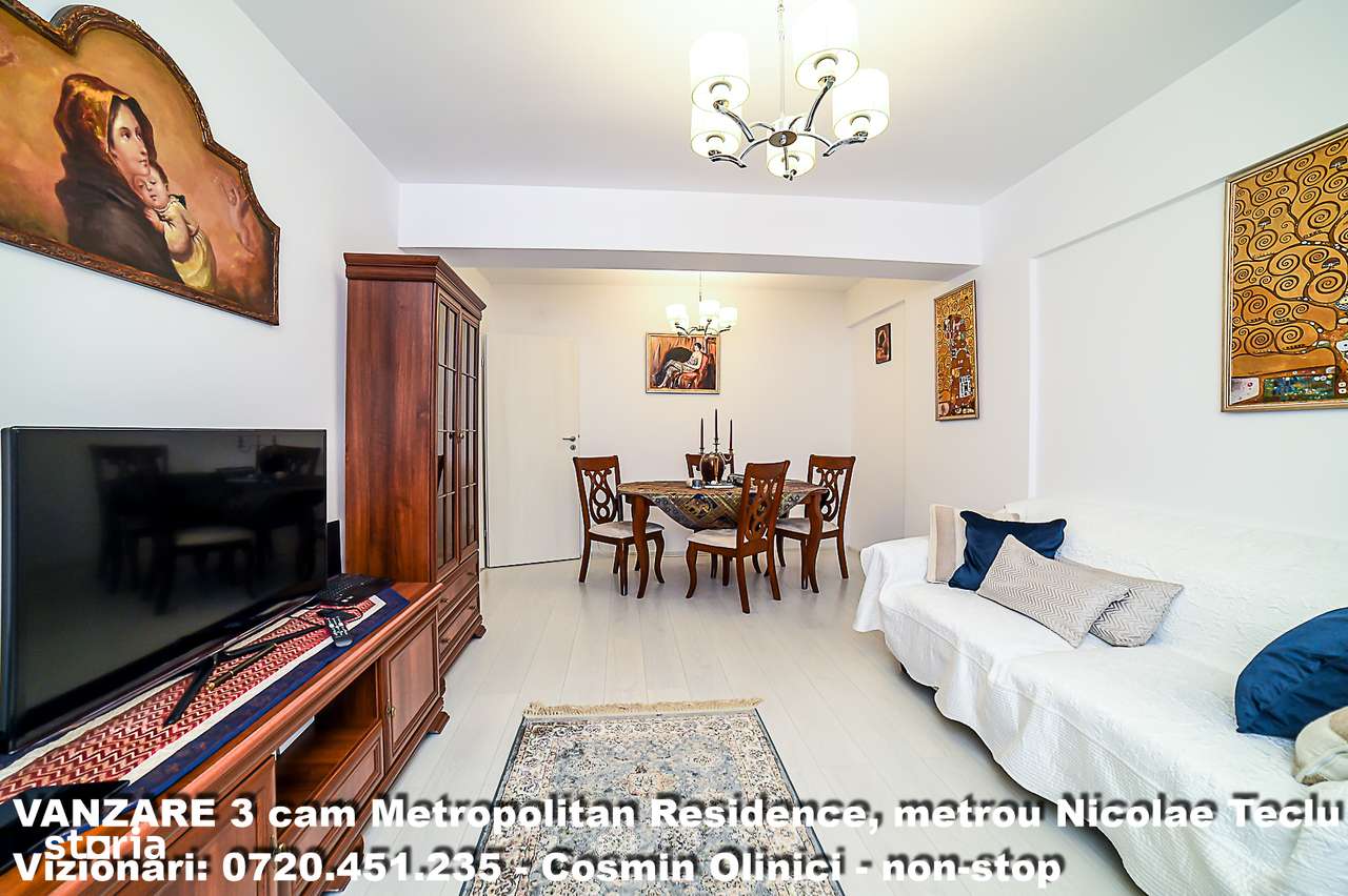 Vanzare 3 camere Metropolitan Residence, 90mp, et. 3, metrou N. Teclu-1