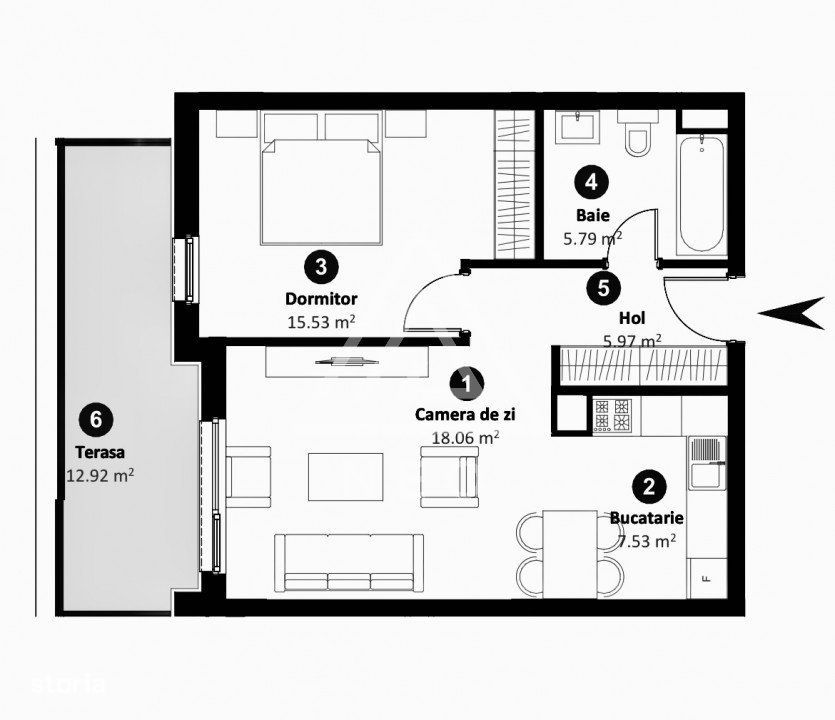 Apartament cu 2 camere de vanzare semifinisat, in bloc nou - Intre Lac