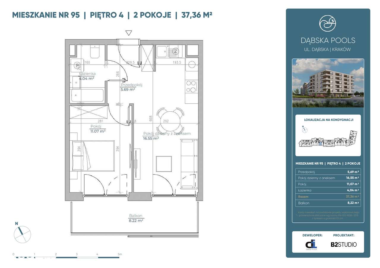 Dąbska Pools | mieszkanie 2-pok. | 95 - Pełny obrazek: 2/7