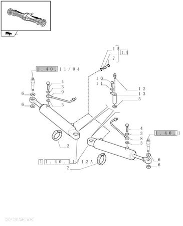 New Holland T6090 T7230 Silownik ukl kierown double acting, 25mm rod, 200mm stroke 47130813 - 1