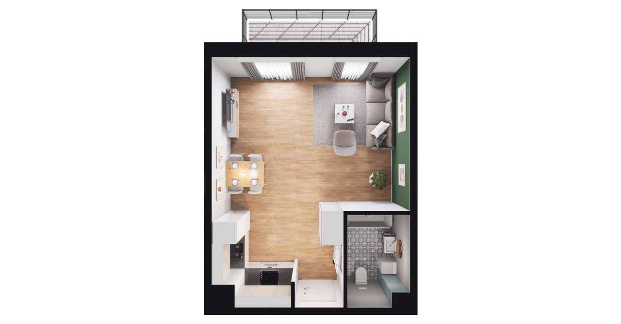 1-pokojowe mieszkanie 34m2 + balkon Bez Prowizji - Pełny obrazek: 2/8