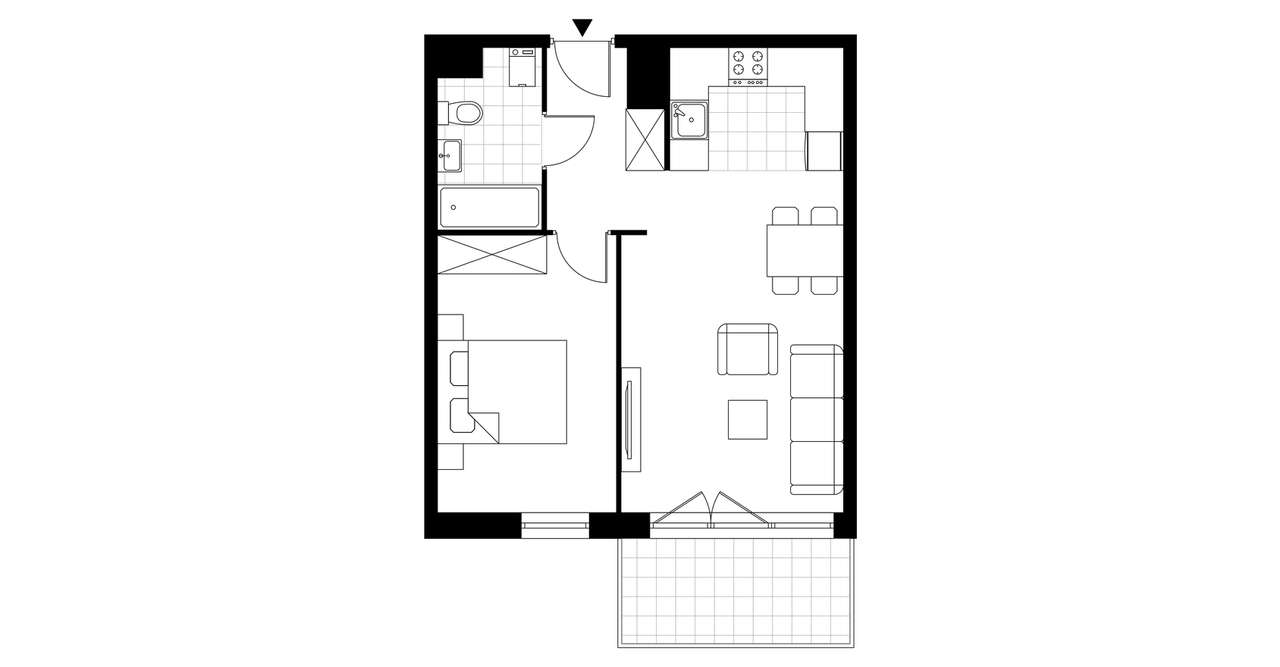 2-pokojowe mieszkanie 43m2 + balkon - Pełny obrazek: 3/5