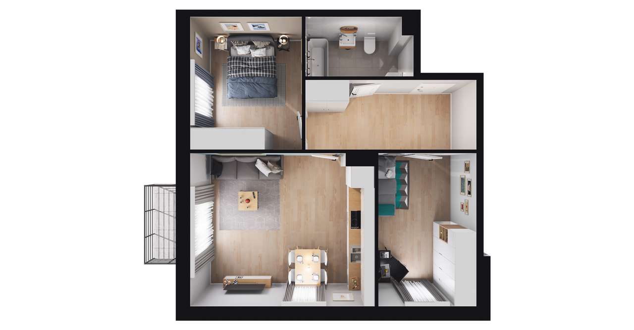 3-pokojowe mieszkanie 57m2 + balkon Bez Prowizji - Pełny obrazek: 3/8