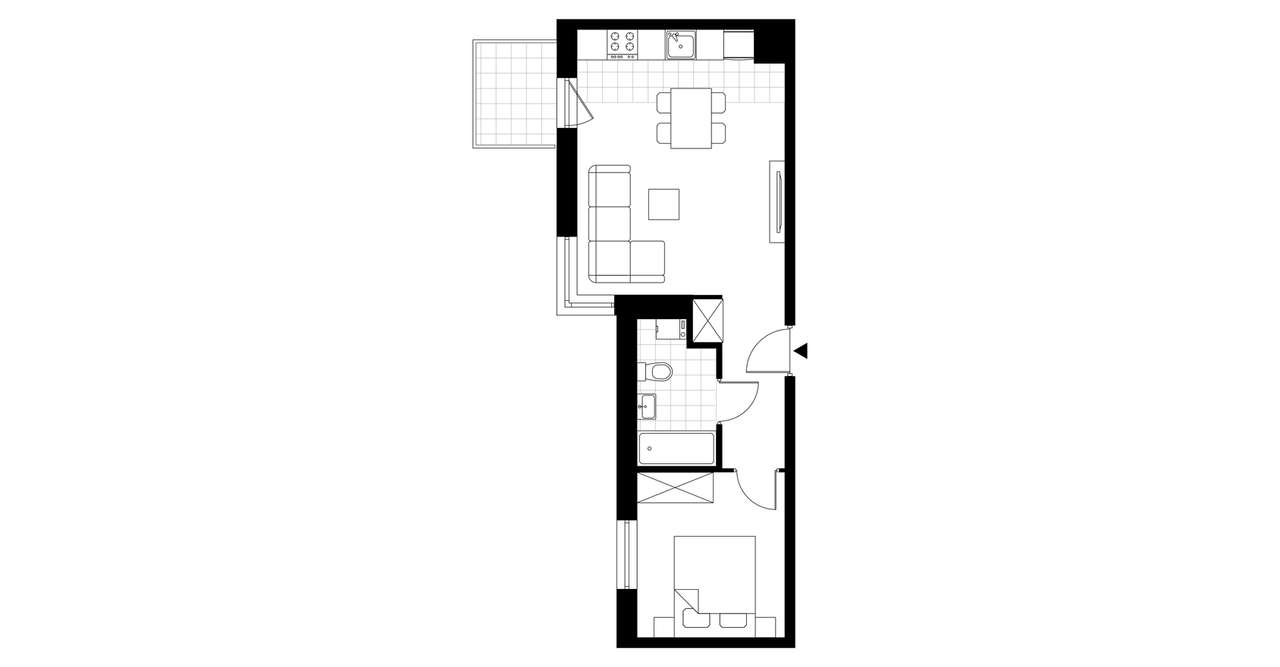 2-pokojowe mieszkanie 39m2 + balkon - Pełny obrazek: 4/6