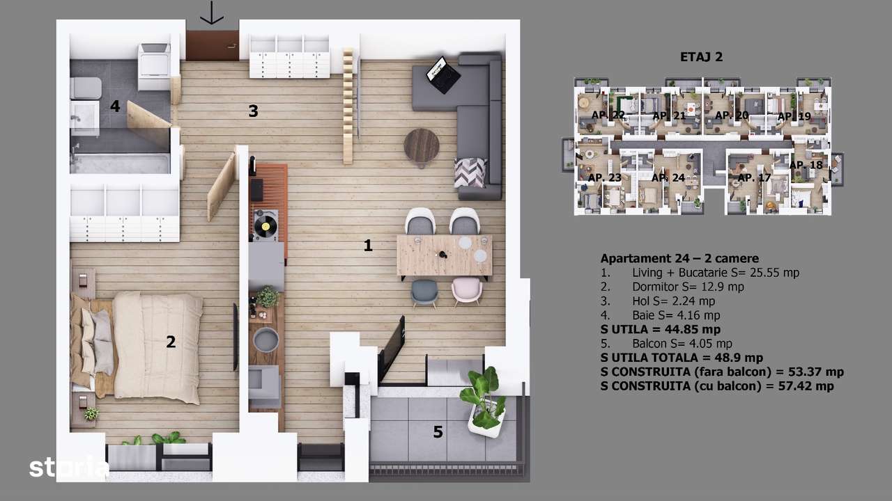 Apartament 2 camere strada Ion Creanga Otopeni-1