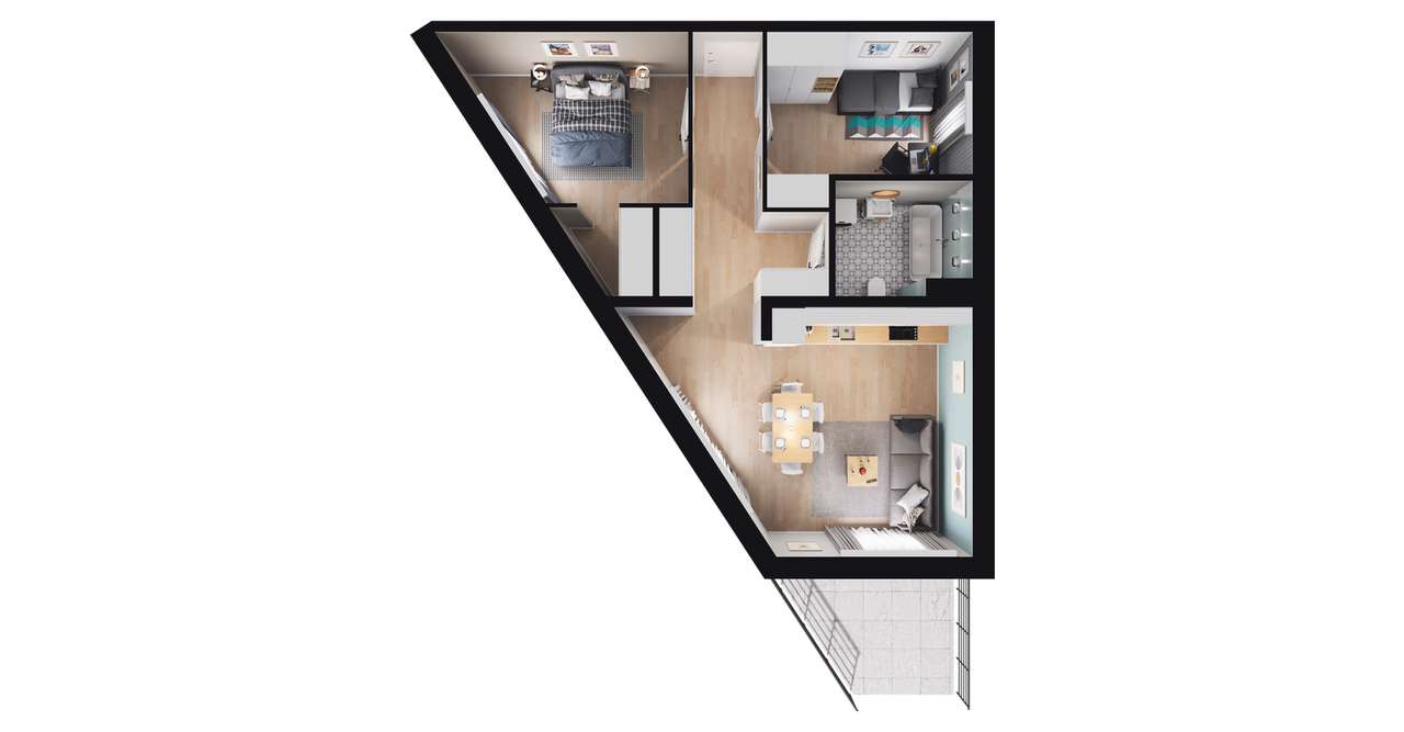 3-pokojowe mieszkanie 58m2 + balkon Bez Prowizji - Pełny obrazek: 2/8