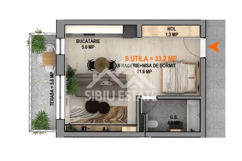 Studio finisat, modern, cu parcare si balcon - Imagine principală: 2/6