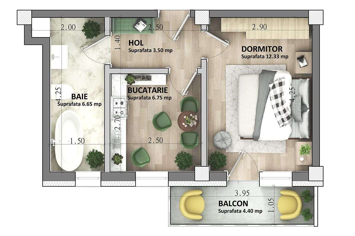 Capat CUG- RATE cu BULETINUL 1 camera D 33.6 m Lunca Cetatuii C3 - Imagine principală: 2/15