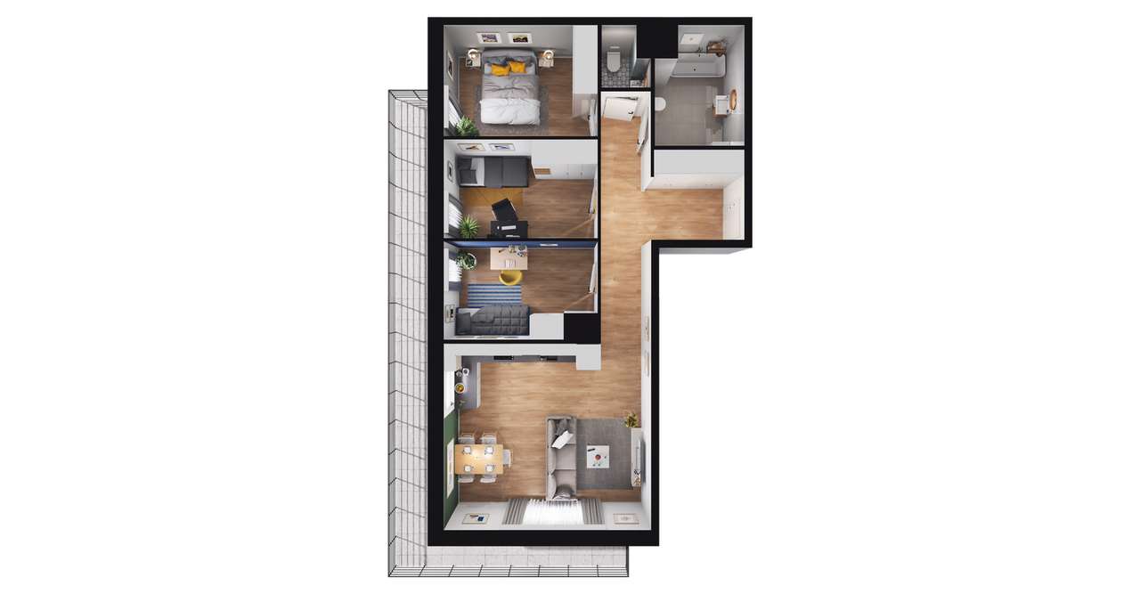 4-pokojowe mieszkanie 70m2 + balkon Bez Prowizji - Pełny obrazek: 2/6