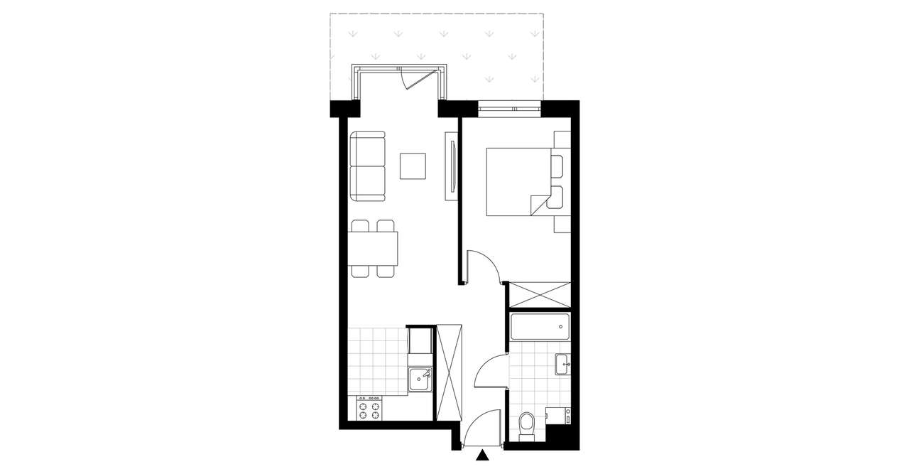 2-pokojowe mieszkanie 41m2 + ogródek - Pełny obrazek: 4/9