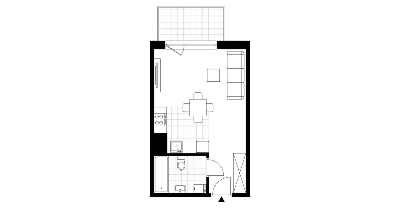 1-pokojowe mieszkanie 29m2 + balkon - Pełny obrazek: 3/8